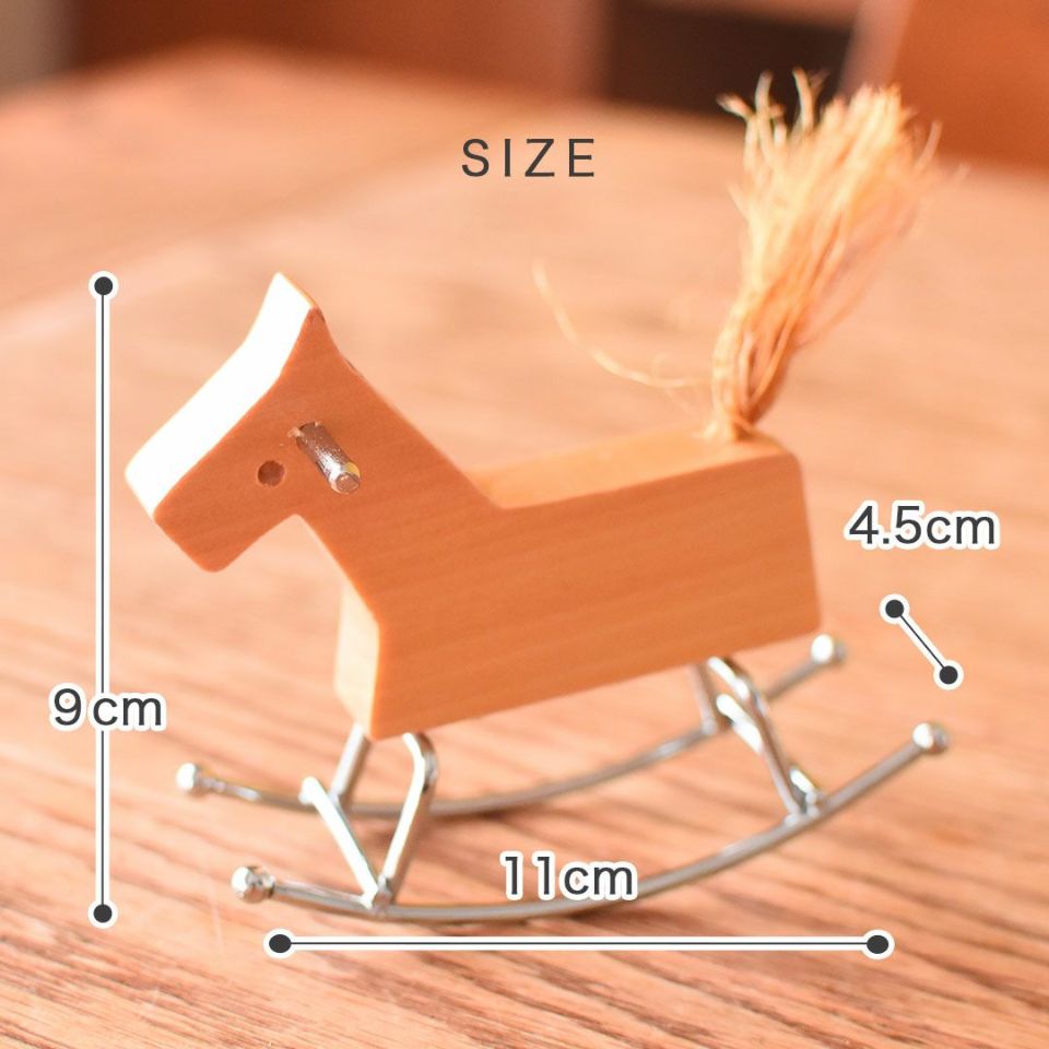 木製ミニチュア木馬 ぬいぐるみ用ファニチャー 北欧風インテリアにも