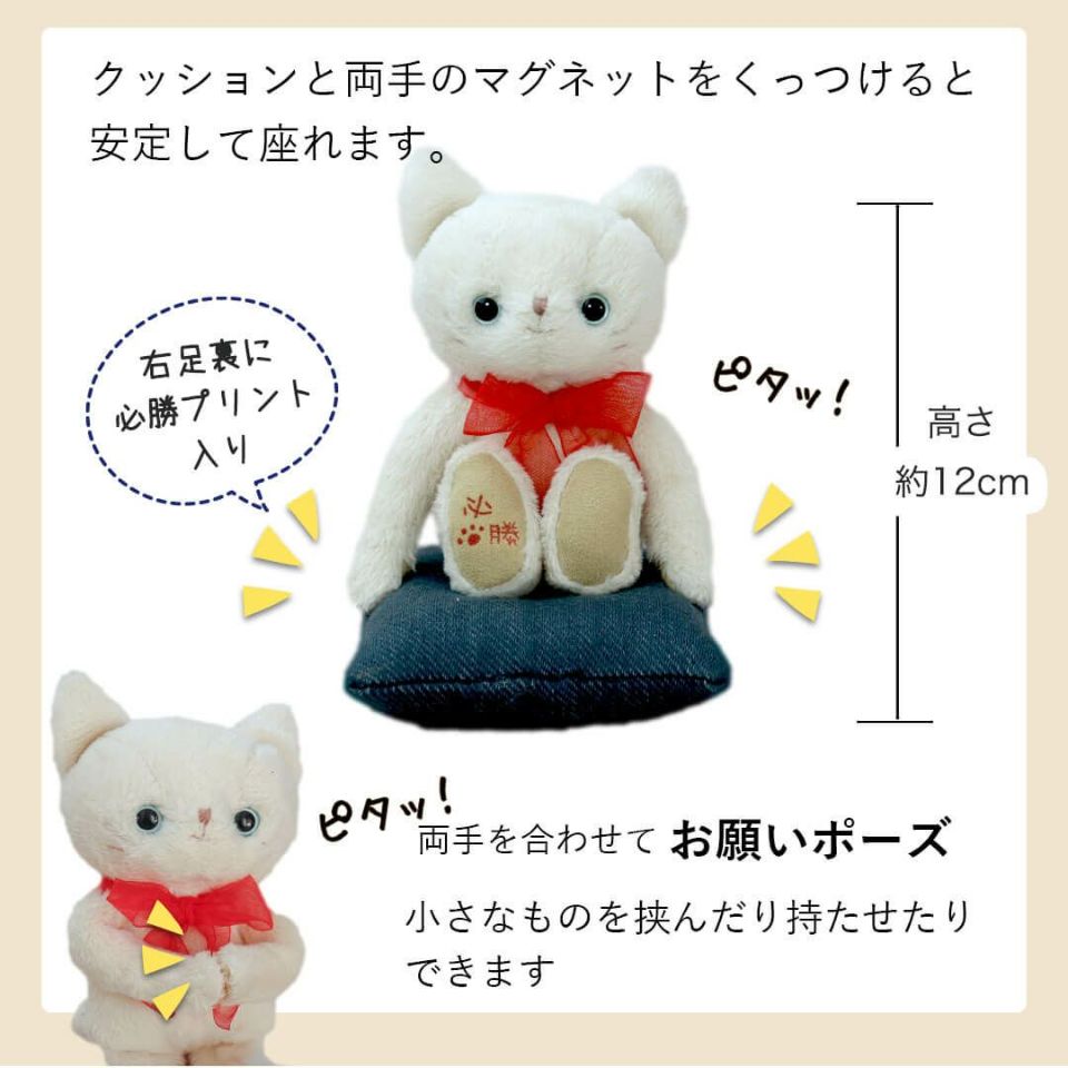合格祈願＆必勝祈願】かわいいネコのぬいぐるみお守り｜名入れ