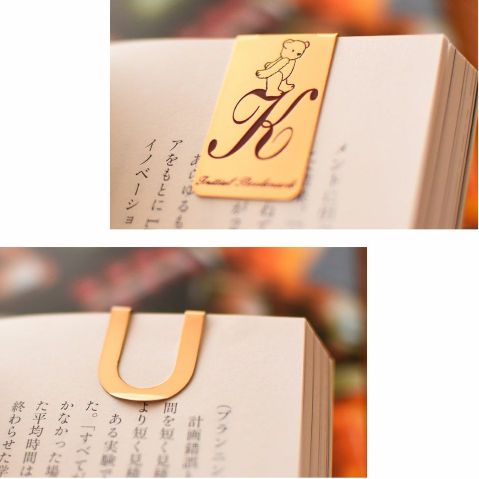 【メール便対象商品】イニシャルマークベア（B~N）シオリテディベアくまブックマーカー本アクセサリーシオリマネークリップしおり栞雑貨プレゼント彼女彼氏学生オフィス女性