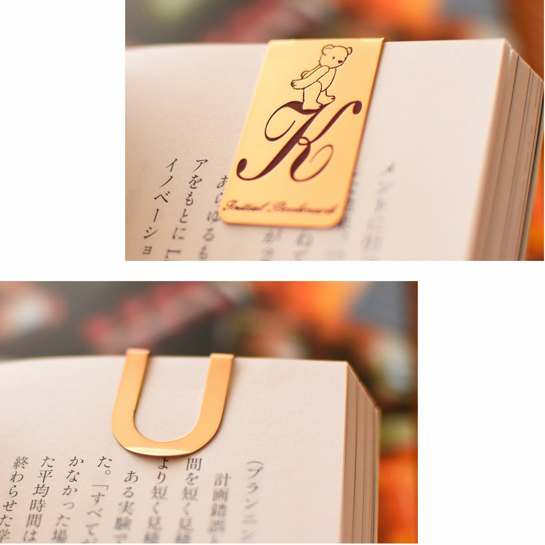 【メール便対象商品】イニシャルマークベア（O~Z）シオリテディベアくまブックマーカー本アクセサリーシオリマネークリップしおり栞雑貨プレゼント彼女彼氏学生オフィス女性
